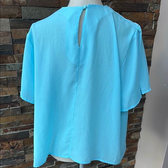 Elegant Vintage Blue Women's Pleated Top Lyn Diana - Picture 3 of 5